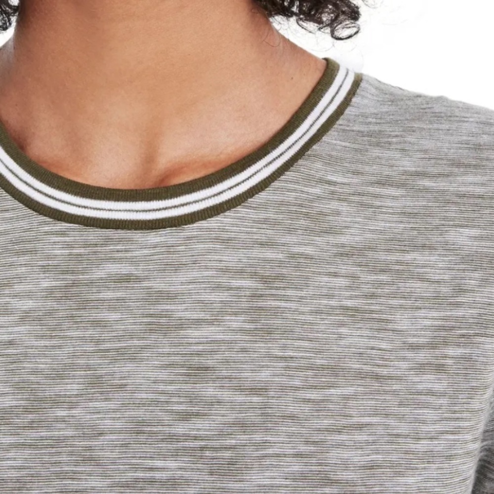 Madewell Gray/Olive Whisper Cotton Ringer Tee - Picture 11 of 13
